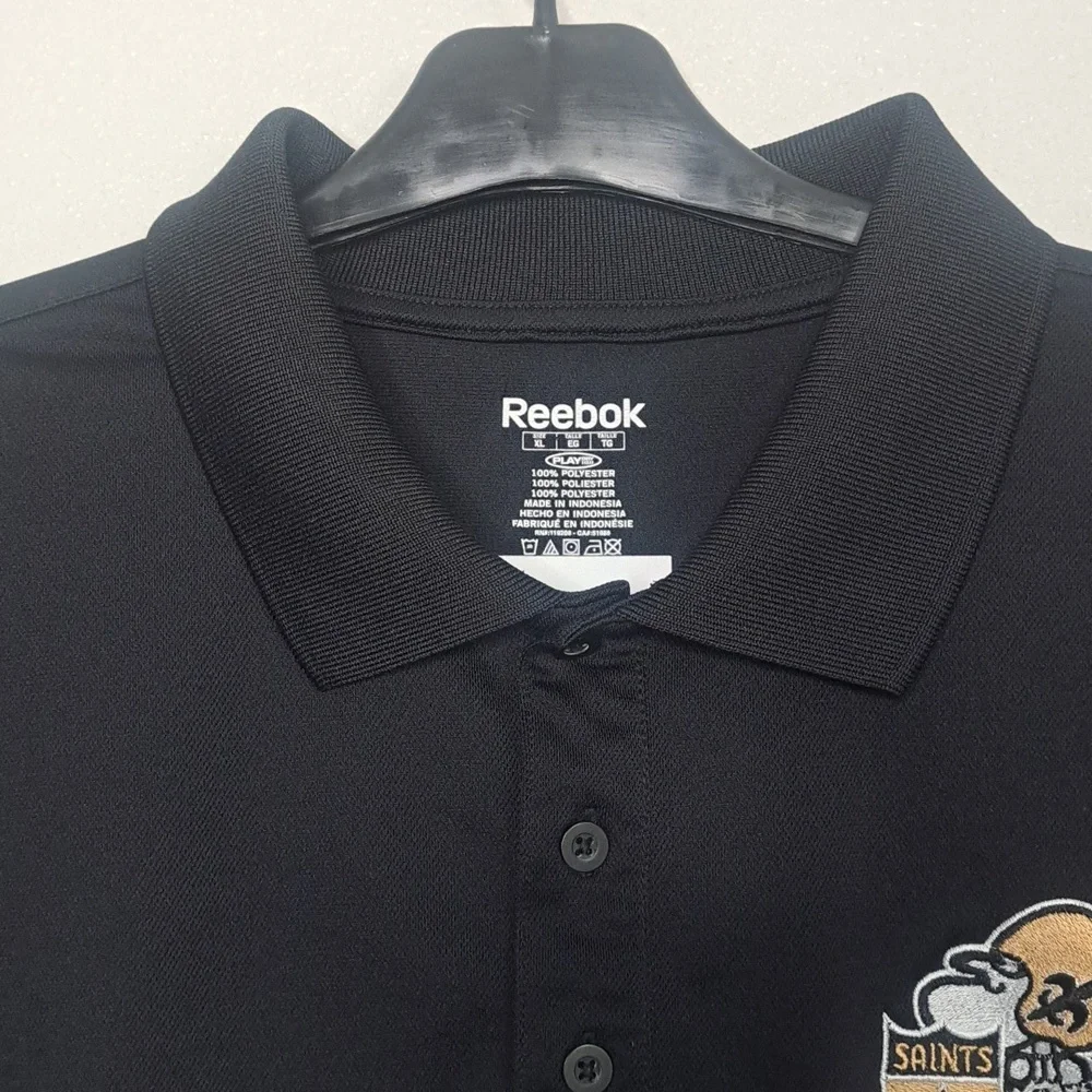 New Orleans Saints Reebok Black Polo Shirt Mens XL NFL - Picture 3 of 13